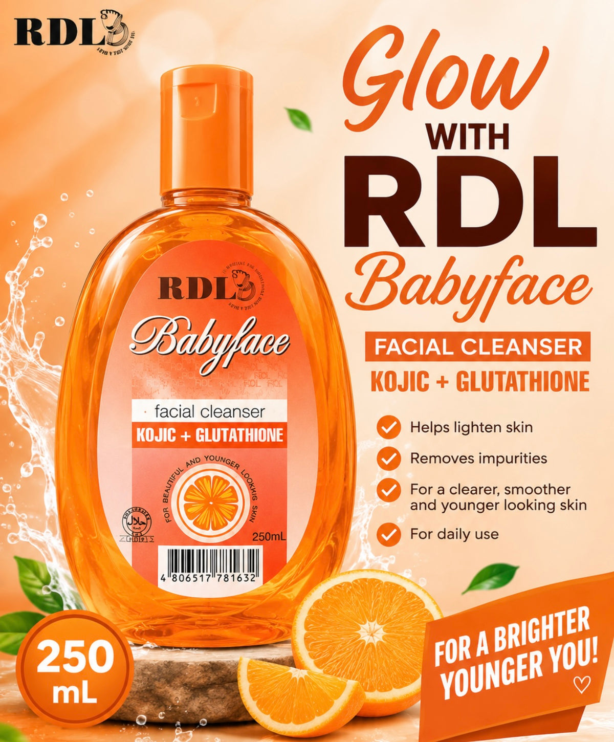 RDL baby face kojic+glutathione cleanser